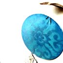 Capiz Girlande mit Holz, hellblau mit Ornament
